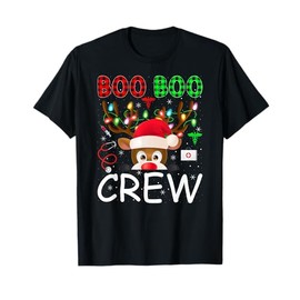 Reindeer Nurse Christmas Scrub Tops Boo Crew Nurse Xmas T-Shirt
