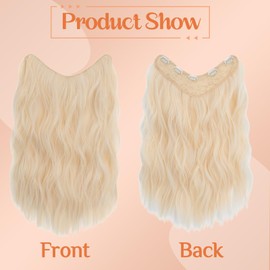 Benehair 18 Inch Clip in Hair Extensions Long Curly Wave Clips in One Piece 5 Clips Extensions Synthetic Fiber Full Head Natural Looking Hair Piece for Women(Light Blonde, 160g)