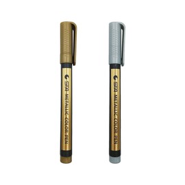 Wax Seal Pen Kit，Wax Seal Pen for Decorating Wax Seal Bead Sticks,Metallic Marker Pens for Wax Seal，Easy to use，Quick Dry，not Easily Faded， Seal Decor (1pcsGold&1pcsSliver)