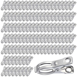 120 Pcs Stainless Steel Garden Shade cloth Clips Metal Heavy Duty Clamps Cloth Netting Tarp Row Cover Clips with Strong Grip for Shade Plant Cover and Various Hoops tarp clip Fix Plant 2"