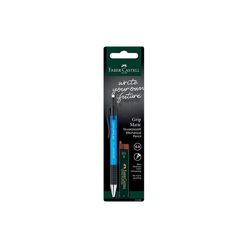 Faber-Castell 137598 Grip Matic Mechanical Pencil, 0.5mm, Includes 12Refills, Assorted