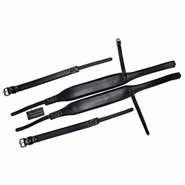 MUSIC FIRST Black Genuine Leather Super Wide Thick Comfortable 96 120 BASS Accordion Shoulder Strap Set Accordion Belt