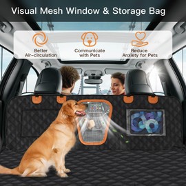 FEBKIAI Dog Car Seat Cover, Heavy Duty Dog Seat Cover for Back Seat Waterproof Dog Hammock Back Seat Extender for Dogs for Car, SUV, Truck, Black 54" W x 57" L