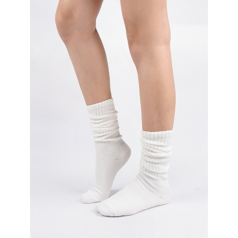 Women's Fall Winter Slouch Knit Socks (Basic Cotton Knit_Rib_4Pair)