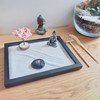 ZEN&TAO Japanese Miniature Zen Garden Black Tray with Buddah Statue,
