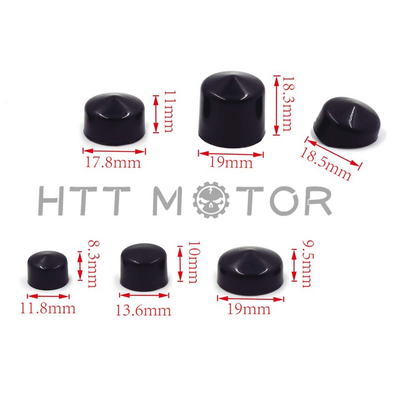 HTTMT MT247-003-BK Black Bolts Toppers Caps Compatible with 1991-2012 Harley