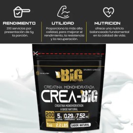 Creatina Monohidratada Bigg Prote 1 Kg 200 Servicios Sabores                                                                                          