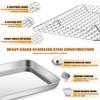 Stainless Steel Baking Sheet with Rack Set, E-far 12.4”x9.7” Cookie