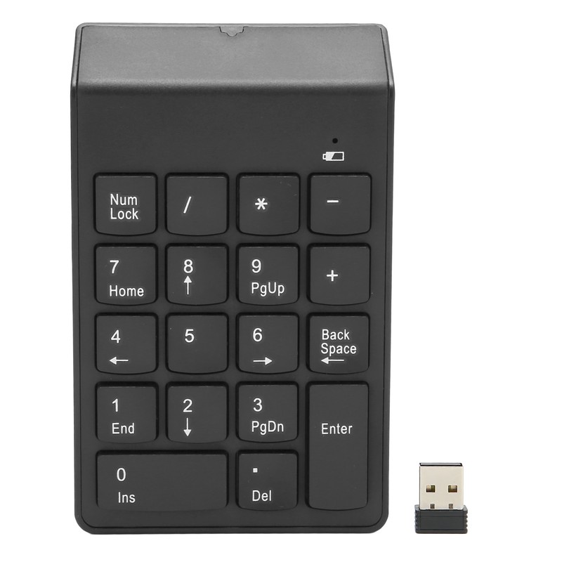 Wireless Number Pad 2.4G Receiver Black 18 Concave Keys Battery