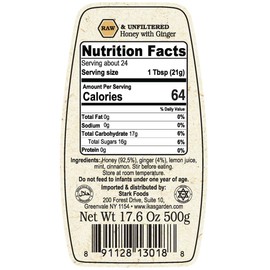 Ika's Garden Raw Honey with Ginger - 100% Pure, Unfiltered, Gluten-Free – Product of Germany, 17.6 oz (500g) Jar