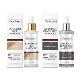 Suero Arroz Negro Niacinamida y Suero Arroz Niacinamida, 2 En 1 Kit de Sérum Facial, Luminosidad, Exfoliación, Líneas Finas, Arrugas, Fórmula Hipoalergénica para Todo Tipo de Piel（200ml）