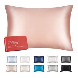 Rillza 100% Pure Mulberry Silk Pillowcase for Hair and Skin, Hidden Zipper (Rose Pink, King 20''x36'', 1 PC), Anti Acne Wrinkle, Soft Smooth, Premium Gift Box, Grade 6A Silk Pillow Case