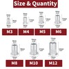 100 Pieces Aluminum Rivet Nuts kit, M3 M4 M5 M6