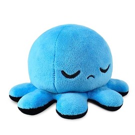 TeeTurtle - El Peluche Original Reversible de Pulpo - Ojos de Fuego + sueño - Lindo Animal sensorial de Peluche Que Muestra tu Estado de ánimo