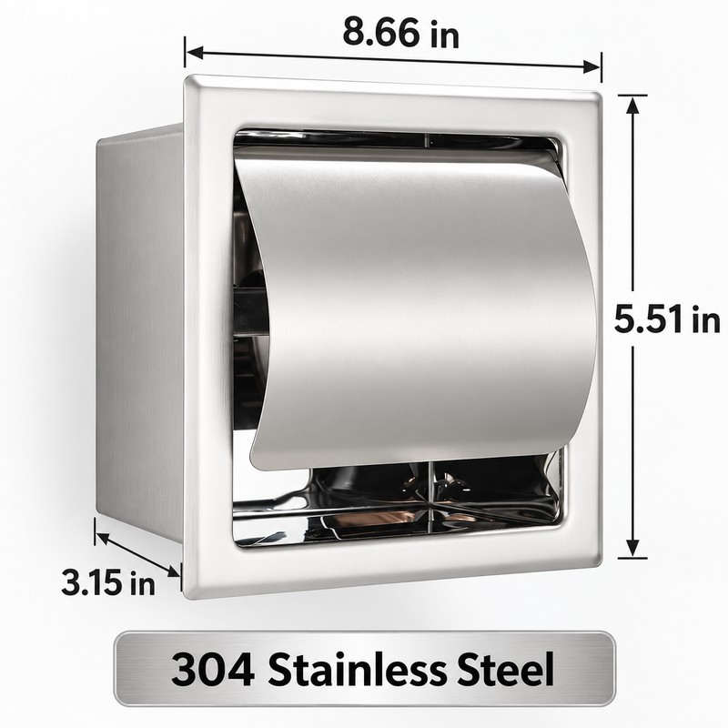 304 Stainless Steel Toilet Paper Holder – Waterproof Black Wall-Mounted