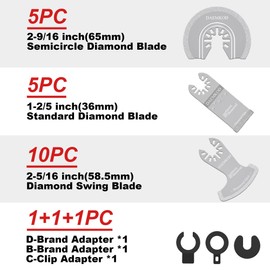 DAEMKOD 20 Pack Diamond Oscillating Tool Blade, Professional Multitool Blades, Grout Removal Blade for Oscillating Tool, Multi Tool Blades Kit for Oscillating Tool Accessories