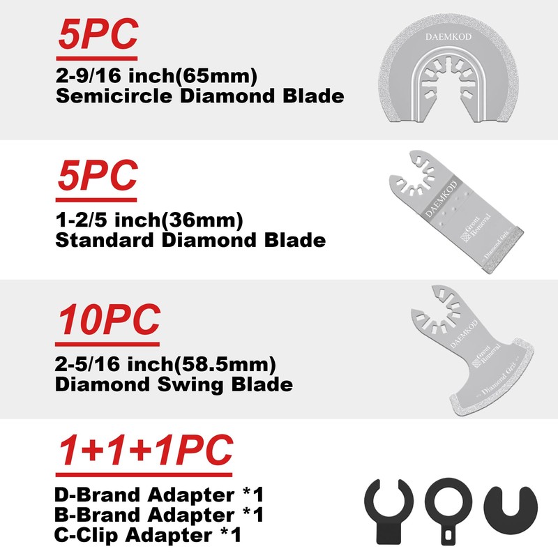 DAEMKOD 20 Pack Diamond Oscillating Tool Blade, Professional Multitool Blades,