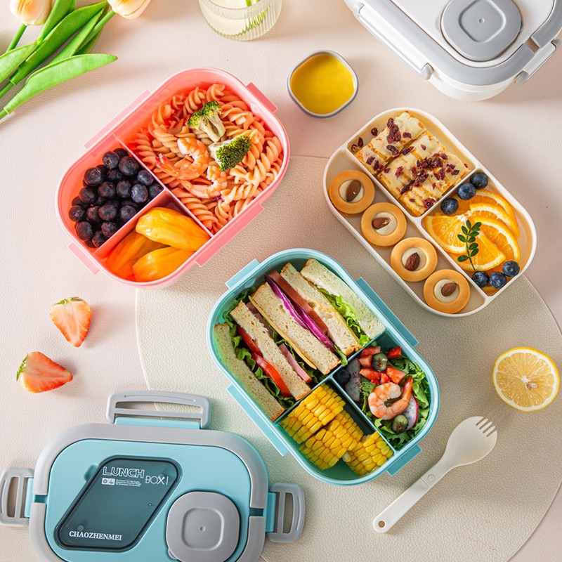SDFNBRA Bento Lunch Box with Tableware, 1200ML Lunch Box-Double Layered