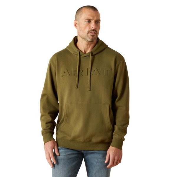ARIAT Embossed Logo Hoodie, Winter Moss, X-Large
