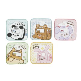 Marushin 1985000100 Mini Towels, Set of 5, Yukinamiharai Bus, Character, Kindergarten, Elementary School, Girls