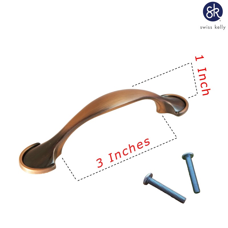 (10 Pack, CC: 3 Inch) Swiss Kelly Hardware Antique Copper