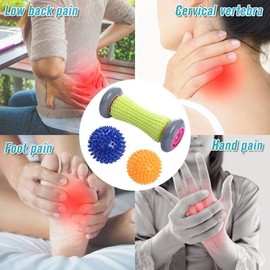 CHANEDE Foot Roller Massage Ball for Relief Plantar Fasciitis and Reflexology Massager for Deep Tissue Acupressure Recovery for PLA Relax Foot Back Leg Hand Tight Muscle, 1 Roller and 2 Spiky Balls