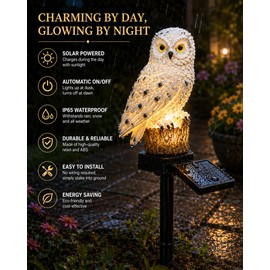 Solar Owl Garden Light for Outdoor Décor – IP65 Waterproof Solar LED Stake Light for Yard, Patio, Lawn & Pathway