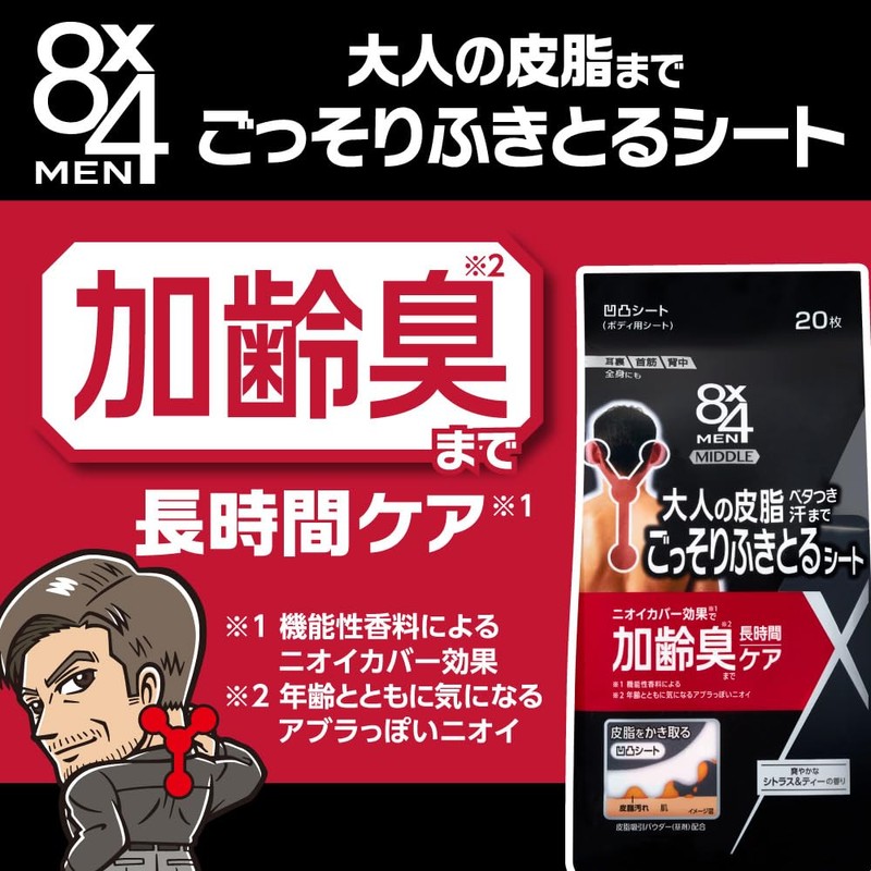 8x4 Men Middle Textured Sheets 20pcs Antiperspirant Sticky Sweat Body