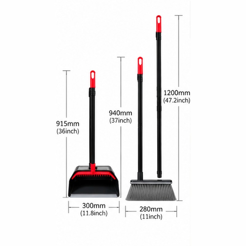 Long Handle Broom and Dustpan Set for Floor Cleaning –