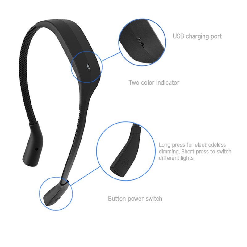 Neck Book Light USB Rechargeable Portable LED Neck Hanging Lamp