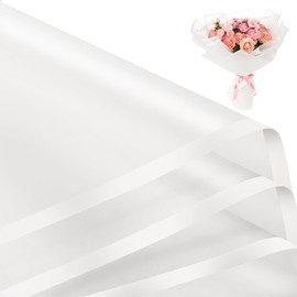 woric 25 Sheets White Flower Bouquet Wrapping Paper, Waterproof Floral Wrapping Paper Florist Supplies for Party Mothers Day Graduation Gifts Wrapping Birthday DIY Crafts
