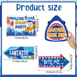 20 Pieces Shark Party Decorations Signs Shark Decorations Ocean Theme Party Supplies Welcome Design Decor for Boys Kids Birthday