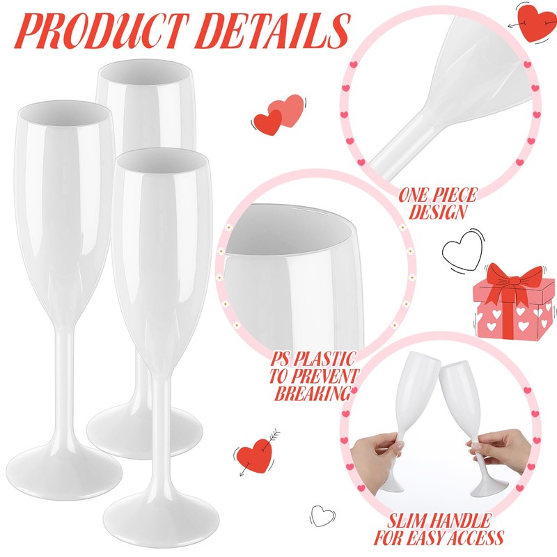 Domensi 40 Pcs Champagne Flutes Bulk 6 oz Christmas Acrylic
