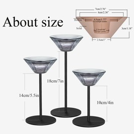 Smtyle Smoke Gray Tall Glass Taper Candle Stands, Compatible with Tealights & 2.4″ Mini Pillars, Set of 3 (H.5.1″ / 6.7″ / 8.3″) – Mantel Centerpiece, Wedding Decor