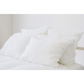 My Linen Home - Cushion Covers 50 x 70 cm, Linen & Cotton 59% + 41% - Set of 2, Cooling Pillowcase Milk White, Cushion Cover, Hypoallergenic and Skin-Friendly