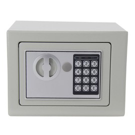 Security Safe Box, Digital Safe Box with Key, Small Safe Box for Money Documents Home Dorm Office, Wall Mount Strongbox Steel Safe Box with Key, 0.17 Cubic Feet Mini Safe Lock Box (White)