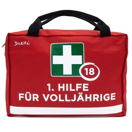 1st Aid Bag for 18th Birthday - 28 x 18 x 8 cm Large | Funny Birthday Gift for Age of Age | Funny Birthday Packaging for Gifts (Without Contents, Age of Age Red)