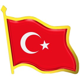 Turkey Flag Lapel Pin - Enamel Metal National Badge | World Travel Souvenir Gifts for Men & Women | Country Flag Patriotic Brooch Bulk Pack of Pins for Hat, Tie, Clothes, Backpack (1pc)