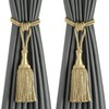 HedongHexi 2 Pack Gold Curtain Tassel Tibacks, Modern Rope Window