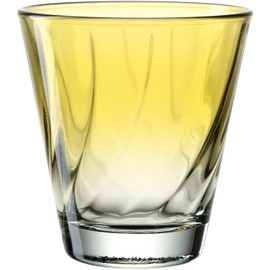 LEONARDO HOME Twist Drinking Glass, 1 Piece, Dishwasher Safe Juice Glass, High-Quality & Modern Drinking Glass, Ergonomic, Everyday & Curved Water Glass, Yellow, 215 ml, 046966