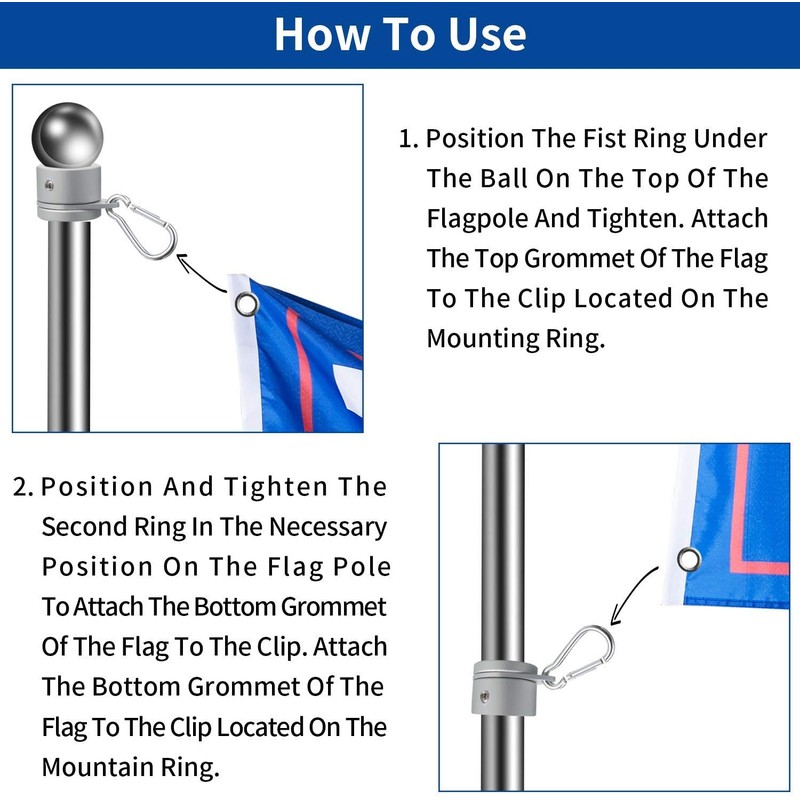 4 Pieces Flag Pole Rings,Aluminum Alloy Mounting Rings 360 Degree