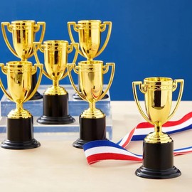 Mmaxboss Genérico 24 Piezas Copa Trofeo Premio Estatuilla Dorada,10cm,Fiesta Recuerdo,Accesorios, recompensas, premios ganadores, competiciones para niños y Adultos.