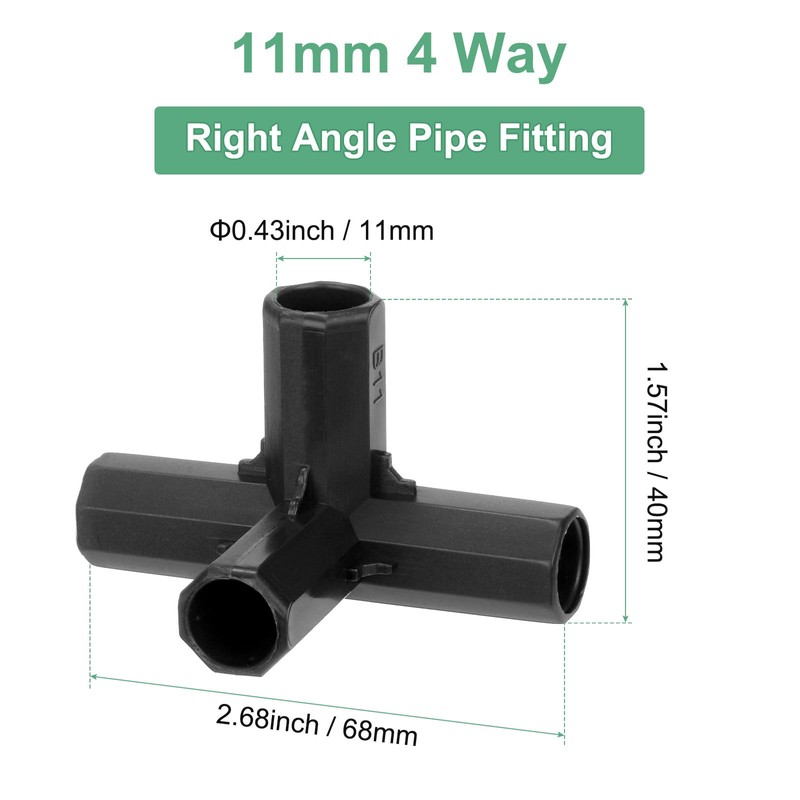 M METERXITY 12 Pcs 11mm Greenhouse Frame Building Connectors, 4