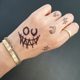Fashion Henna Finger Tattoo Stickers Smiling Face Point Tattoo (1 pc) 15ea