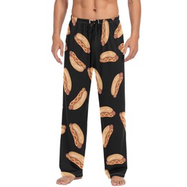 XUWU Hot Dog Sausage Print Men's Pajama Bottoms Lounge Pants Soft Comfy Long Pj Pant Sleepwear with Pockets L