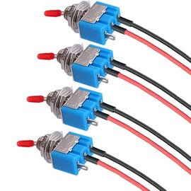 VONVOFF Toggle Switch,4pcs ON/Off SPST Switch with Pre-soldered Wire,3v/5v/12v/24v/72v/110v/220v/240v/Mini Toggle Switches for car,Truck,Light,Test Machine,Industrial Equipment.3 Pins 2 Positions,Blue