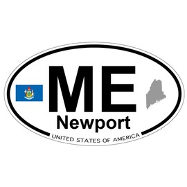 US Decal, Inc. Newport, Maine Oval Sticker with State Flag