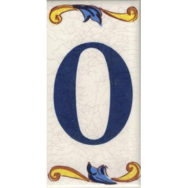 TORO DEL ORO House Numbers - Tile Numbers and Letters - Ceramic Chalca - Crackle Style - Names and Address - Large Craquelle Design 7.5 x 15 cm (Letter "O")
