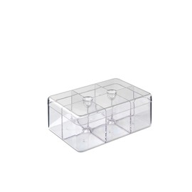 MEPAL, STORA Rectangular Tea Box for Elegant Tea Bag Storage, Transparent, 6 Sections, Fits 60 Bags, 1 Count