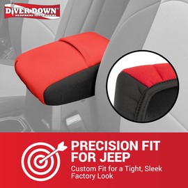 Diver Down Neoprene Center Console Cover - Fits Jeep 2018-2023 Wrangler JL & Gladiator JT - Jeep Console Cover - Doesn't Burn Your Elbow - Tight Custom Fit - Comfortable Foam Armrest Pad (Black)